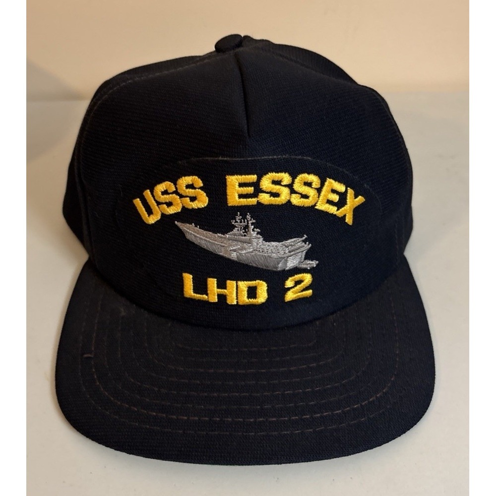 USS ESSEX LHD-2 U.S NAVY SHIP HAT BALL CAP U.S.A MADE Preowned - Picture 1 of 6